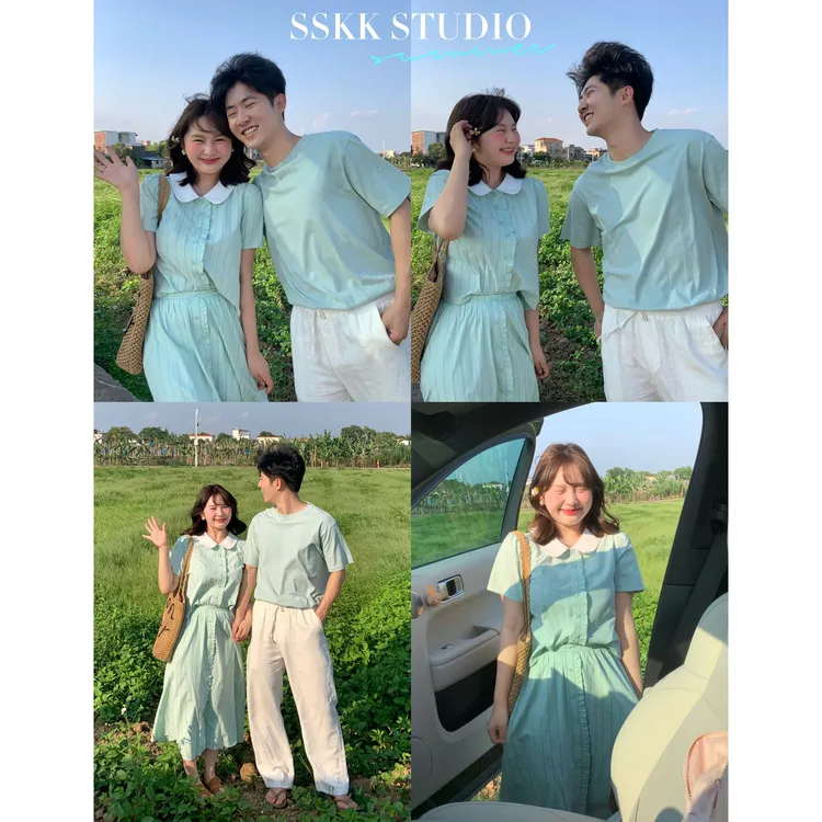 KMZY/KMZY山_山【夏日青柠】露思同款韩系夏日清新绿衬衫+半裙套装