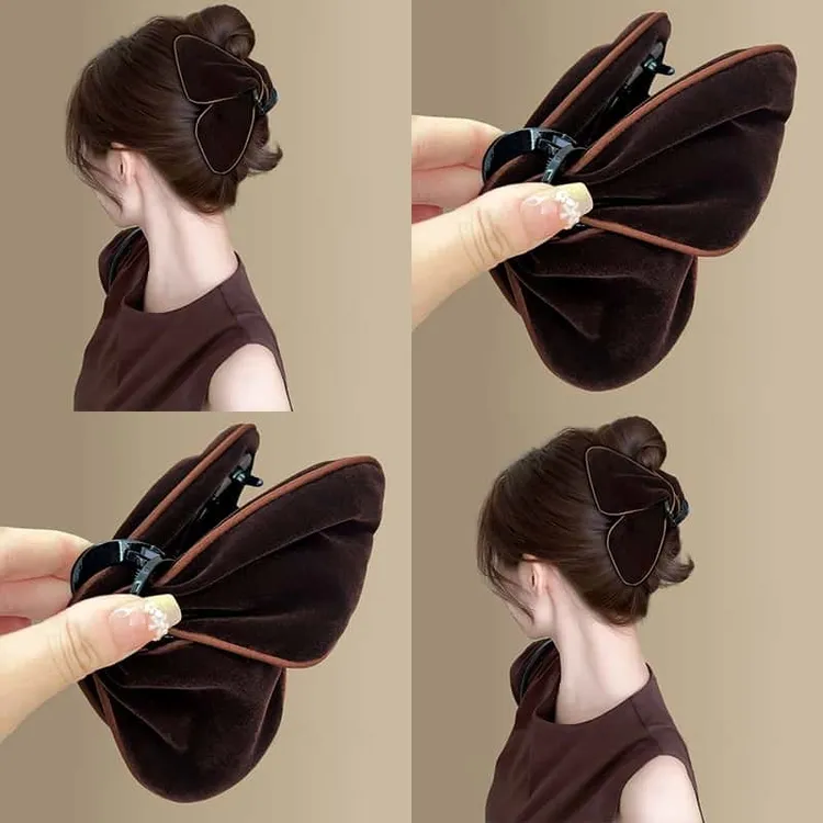 丝绒质感~三角头发抓夹女高级感2025新气质后脑勺盘发鲨鱼夹发饰