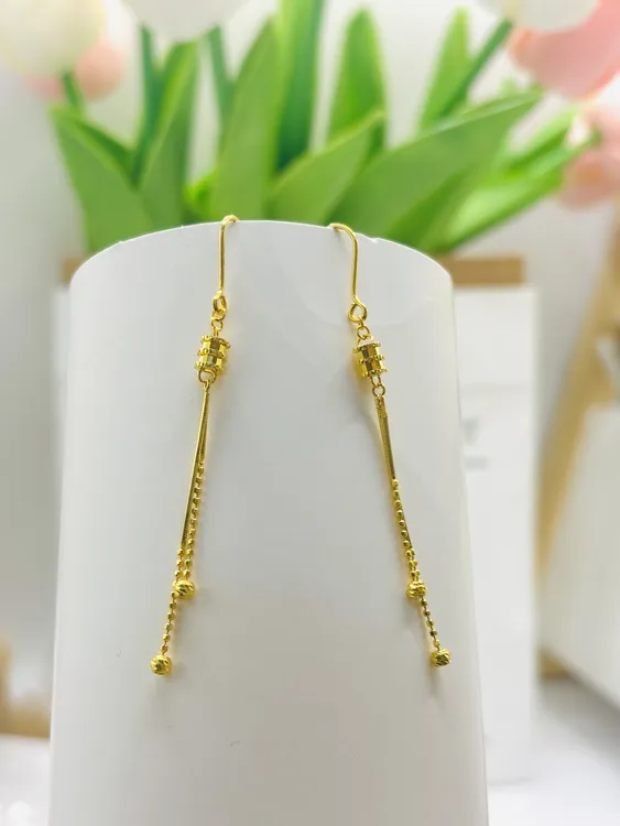 SUNFEEL/赛菲尔②足金999小蛮腰黄金耳挂流苏气质5G耳饰礼物推荐