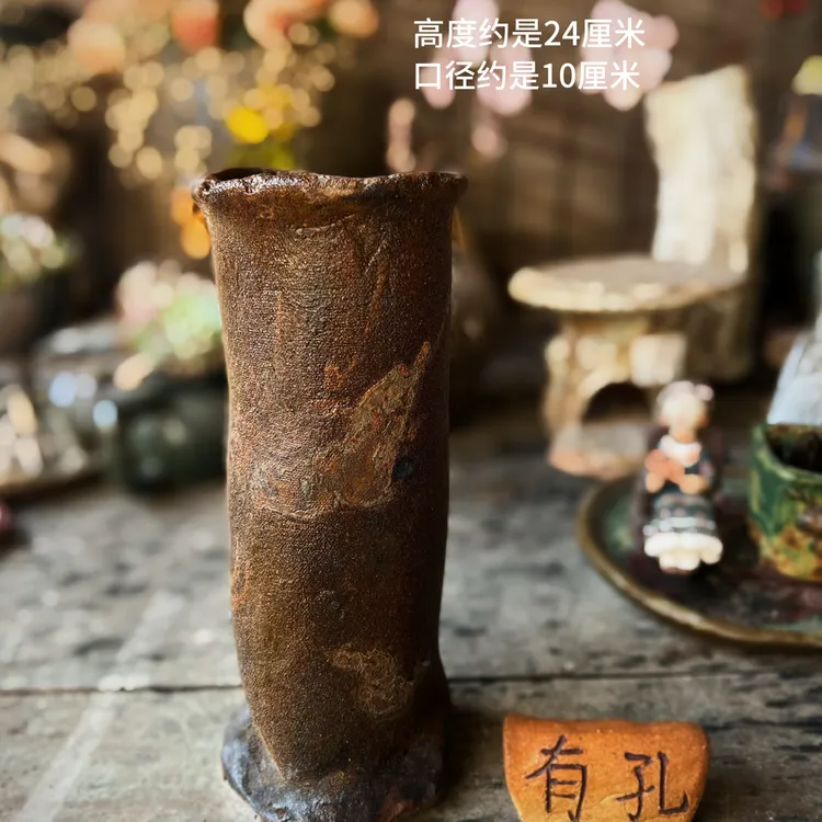 手工粗陶高温透气多肉缺口盆复古个性悬崖老桩植物花盆