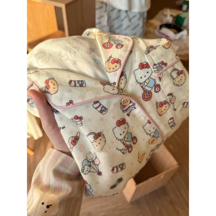 ins风甜美少女感波点kitty猫德绒睡衣女冬加厚加绒套装保暖家居服