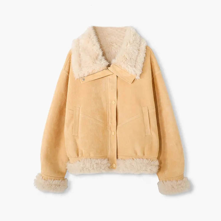 1小个子短款仿羊羔毛外套女2025冬季新款毛毛夹克上衣397