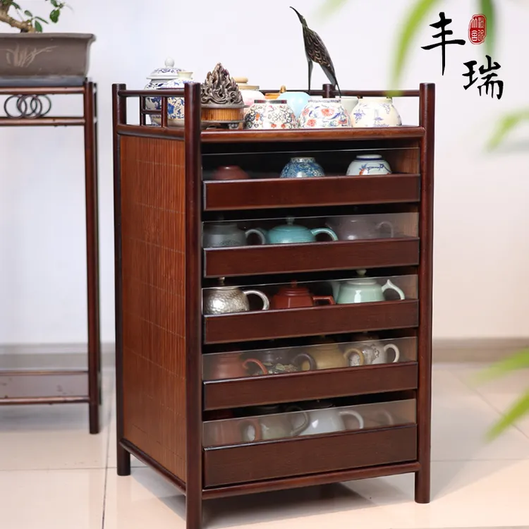 丰瑞茶水柜牙科柜高山楠竹手工艺品竹编家用客厅简约大容量玄关