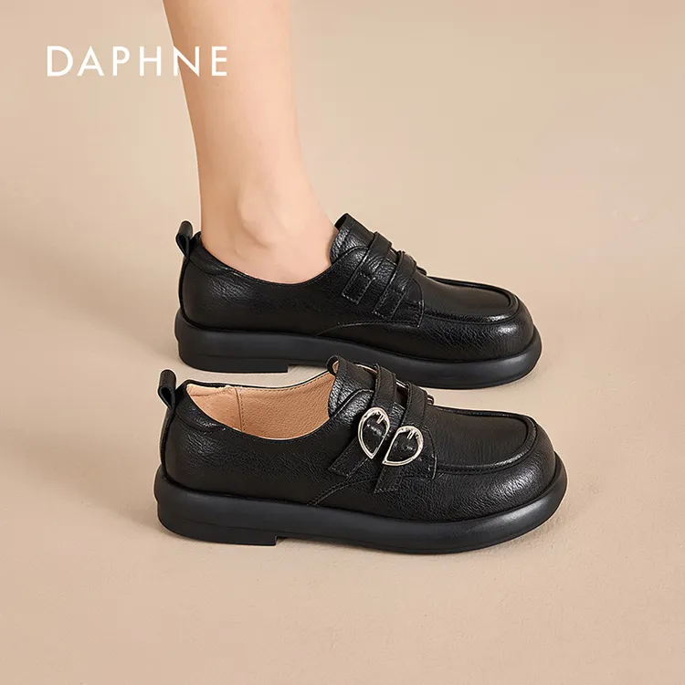 达芙妮女鞋2025春季最新款乐福鞋简约舒适休闲通勤复古质感经典L