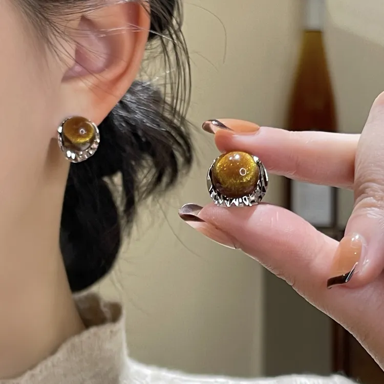 美拉德质感耳钉复古轻奢高级感配饰法式气质耳饰A-285