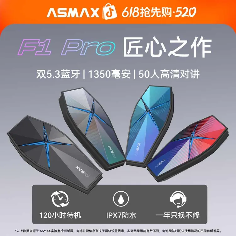 ASMAX F1 Pro摩托车头盔蓝牙耳机骑手骑行全盔带蓝牙骑车智能降噪商品图
