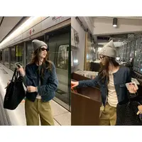 【9.22晚8点】im向 中古商店’vtg肌理感小香丹宁牛仔圆领外套