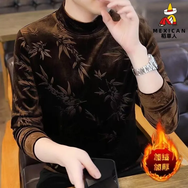 稻草人高档长袖卫衣男款打底衫男秋冬季不起球加绒加厚上衣休