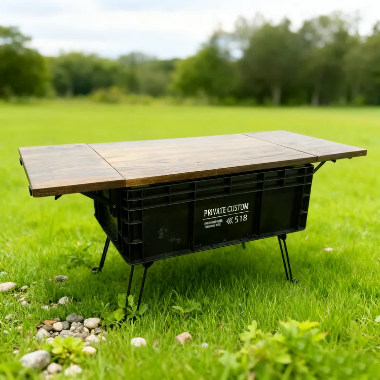 户外露营加厚防水多功能便携茶箱双拓展榆木面板旅行周转箱1.0米