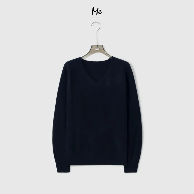 ME【无缝一体系列V领雪绒衫】阿拉善山羊绒混纺拉毛毛衣MESA2005