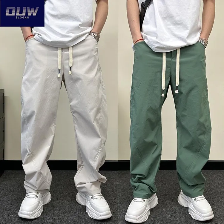 O.U.W弯刀裤男士初秋新款速干休闲裤直筒宽松阔腿裤百搭哈伦裤ins