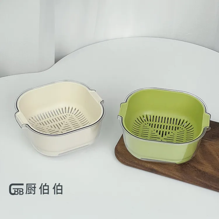 小号沥水篮[四件套]塑料双层加厚沥水篮四件套17*7.5CM