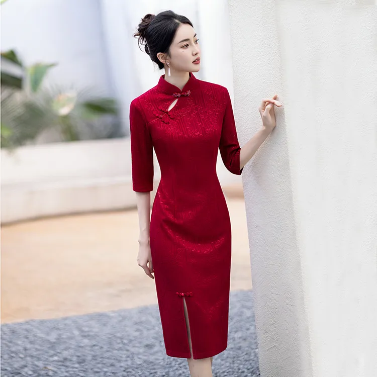 旗袍2025年新款红色年轻款高档妈妈婚宴装礼服小个子高贵喜婆婆女
