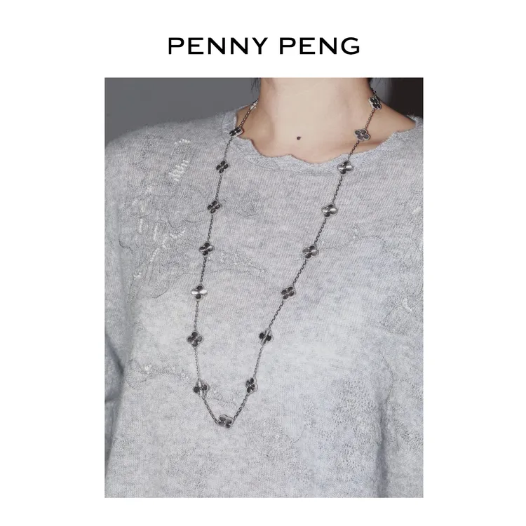 合金项链 PENNYPENG 二十花项链 小众花朵气质简约设计感长项链