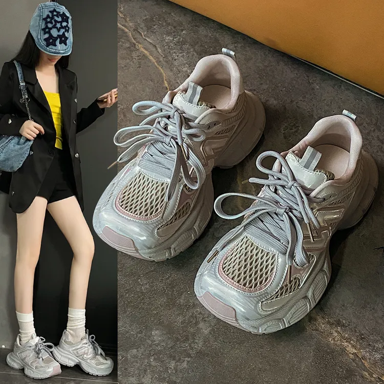 网红老爹鞋女ins韩版厚底春夏鞋子网面夏季学生春季老爹鞋-2167