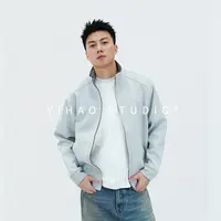 YIHAO STUDIO秋季男款潮流撞色翻领卫衣简约高级休闲保暖夹克外套