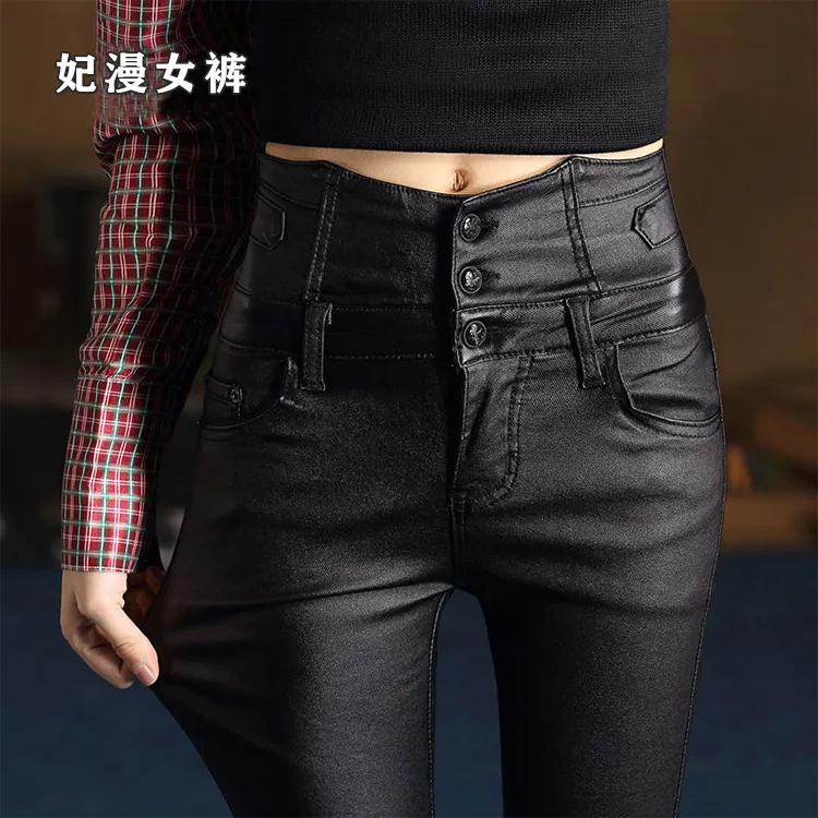亚光PU皮裤女士爆款新款高腰修身2025薄款秋季外穿显瘦紧身打底裤