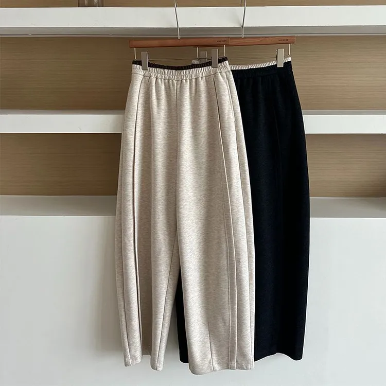 【莉枝冰茶】弧线结构立裁时尚百搭极简老钱风松紧腰休闲拖地裤子女