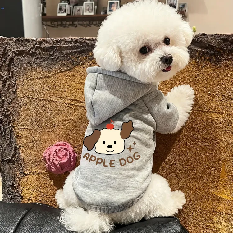 狗衣服秋冬装防掉毛法斗雪纳瑞泰迪博美比熊加绒保暖连帽卫衣保暖