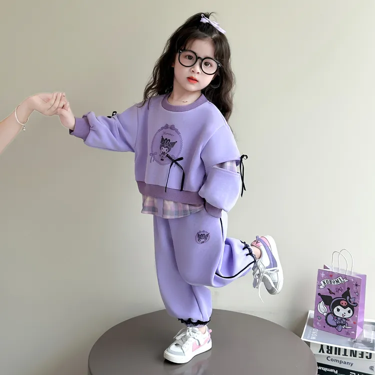 女童库洛米套装春秋季2025新款儿童卡通卫衣洋气女宝宝运动两件套