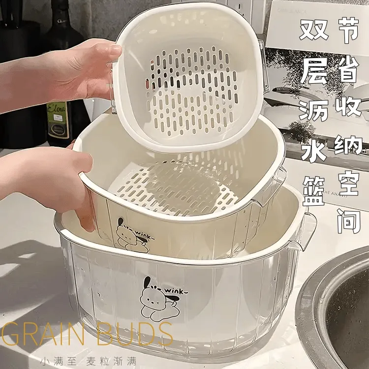 洗菜盆双层沥水篮厨房用品客厅茶几家用水果果盘篮子盆子淘菜盆篮