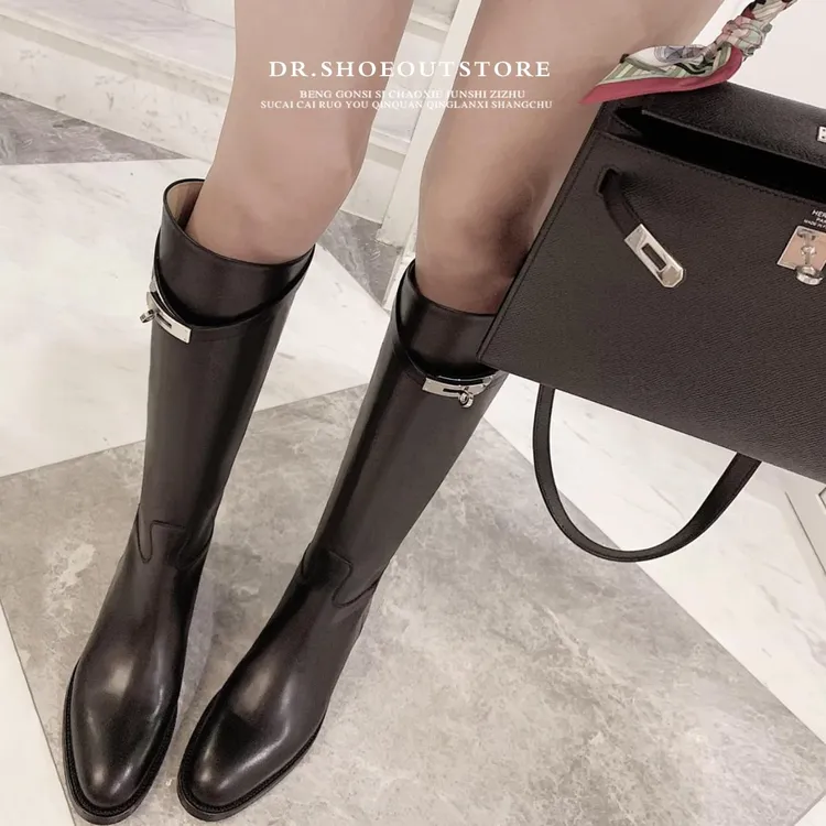 【DR官方正品】DR版~英伦皮带扣DR粗跟长靴女靴冬季厚底骑士靴长