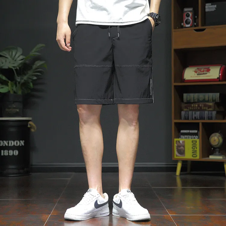 爆款潮流休闲裤加肥潮条纹成人五分裤短裤薄款夏季中腰速干百搭风