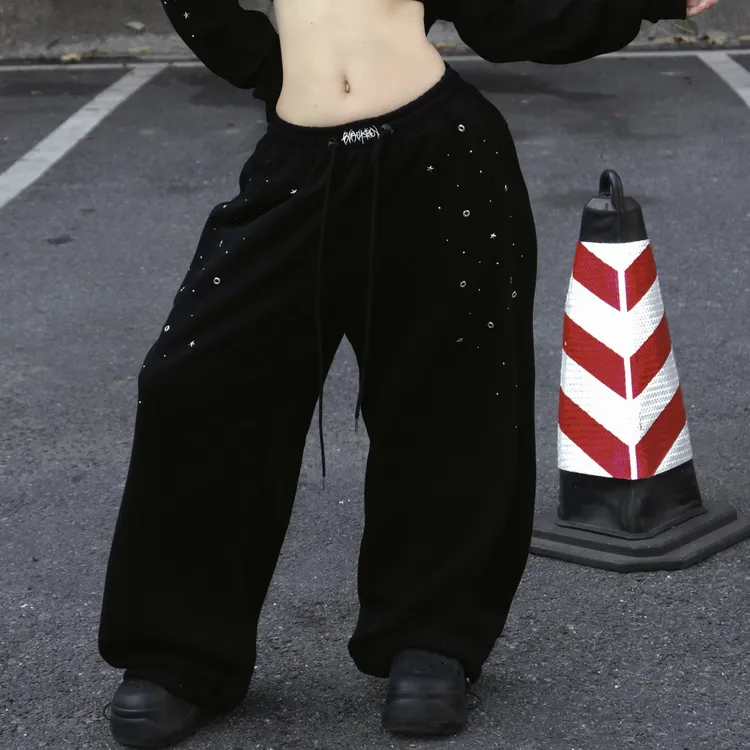 BLACKBOX黑盒子原创满天星烫钻透气休闲裤运动时尚纯棉卫裤