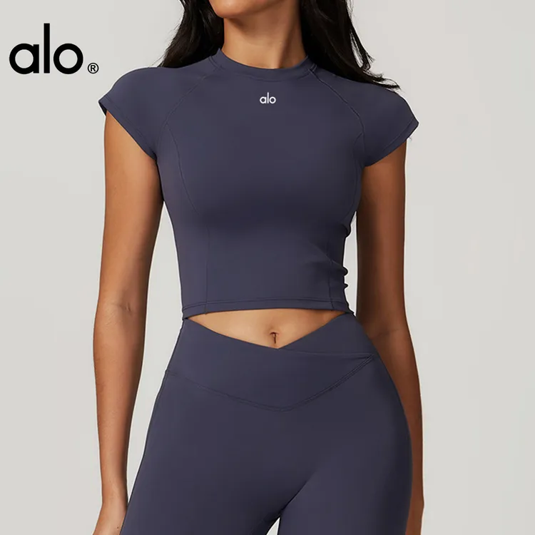 ALO清冷感贵系衣服甜美可爱风格衣服修身显瘦夏季Alo小飞袖短袖T