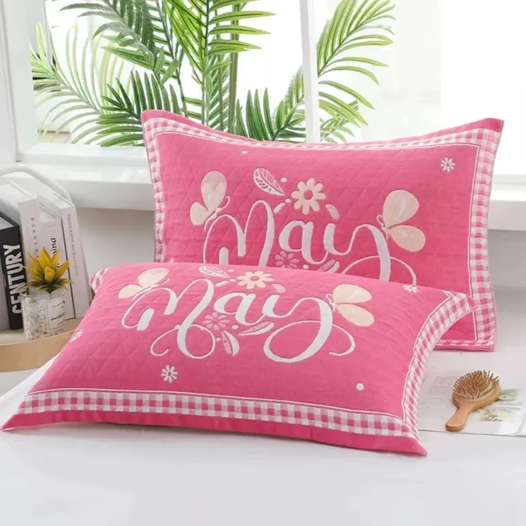 【一对装52×78】新款纱布棉枕巾成人家用吸汗加大加厚学生宿舍枕巾商品图