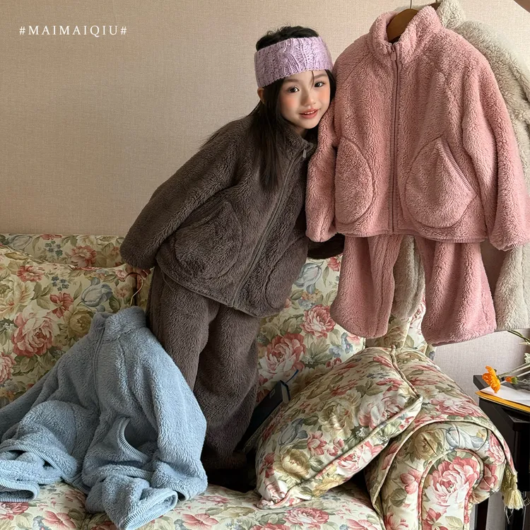 「麦麦秋」【棉花糖】暖暖绒女中大童冬季宽松加厚保暖睡衣套装GD2229