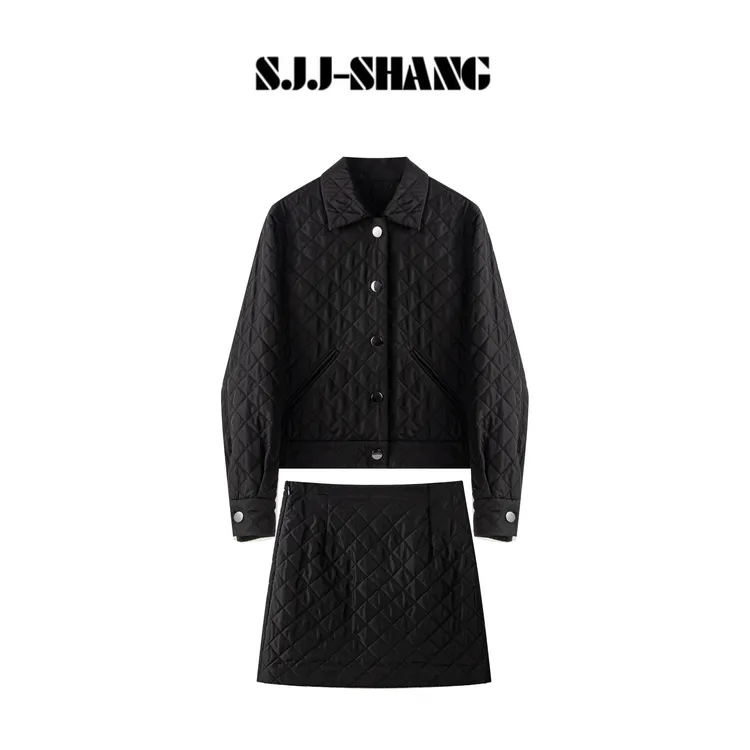 SJJ-SHANG【墨衍】小香菱格进口羊毛棉秀款两件套q135437p
