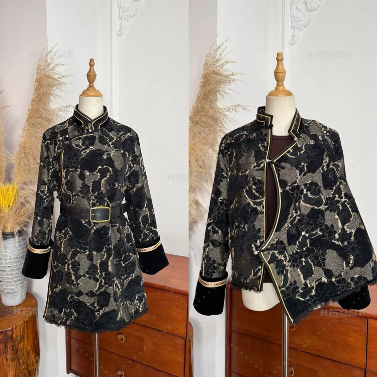 LaMuL-Z 2025早冬新品 「 复古黑金」藏式气质英伦风修身加绒外套