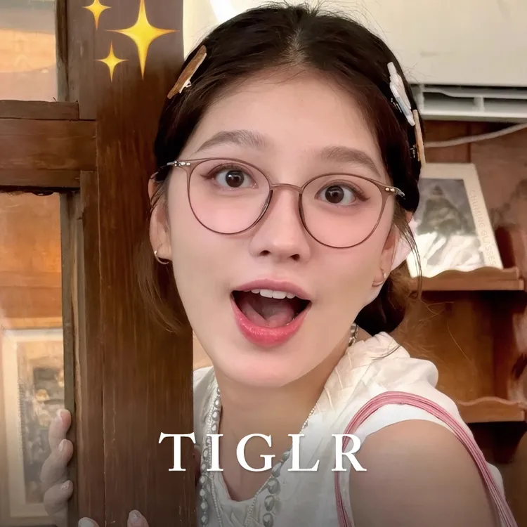 帝格勒超轻冷茶色圆框近视眼镜女可配度数素颜方圆脸显脸小眼睛架