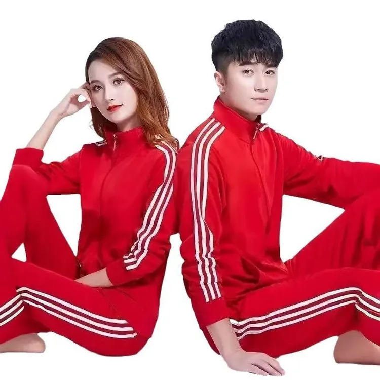 春秋季男女运动套装适合广场舞健步走健身跑步情侣穿着