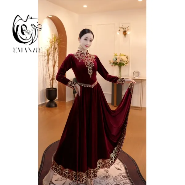 A25Q08依曼之舞异域风情新款女装连衣裙新疆舞蹈服饰民族风珠绣