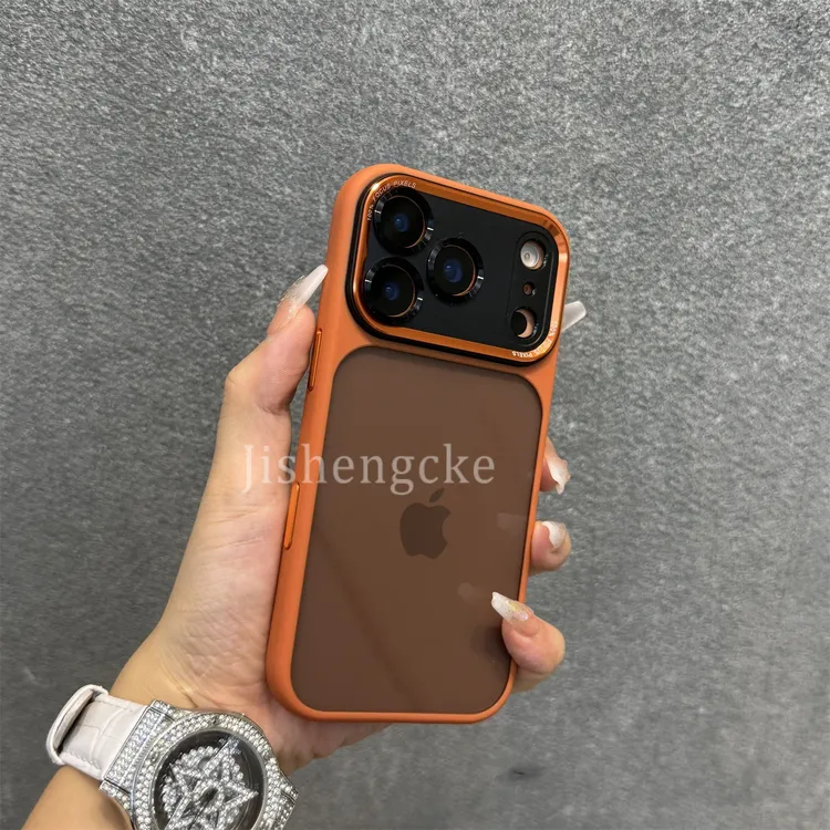 秒变iphone17pro适用苹果16pro手机壳橙色精盾17promax金属镜框15