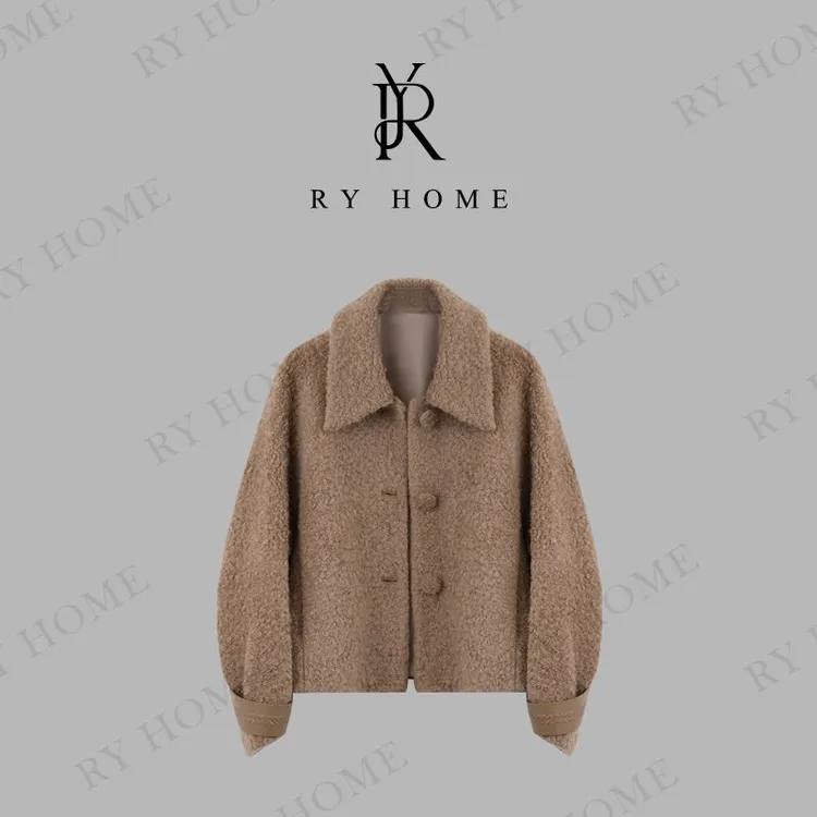 【容雨RYHOME】绵羊毛法式复古温柔翻领圈圈毛外套243W2030