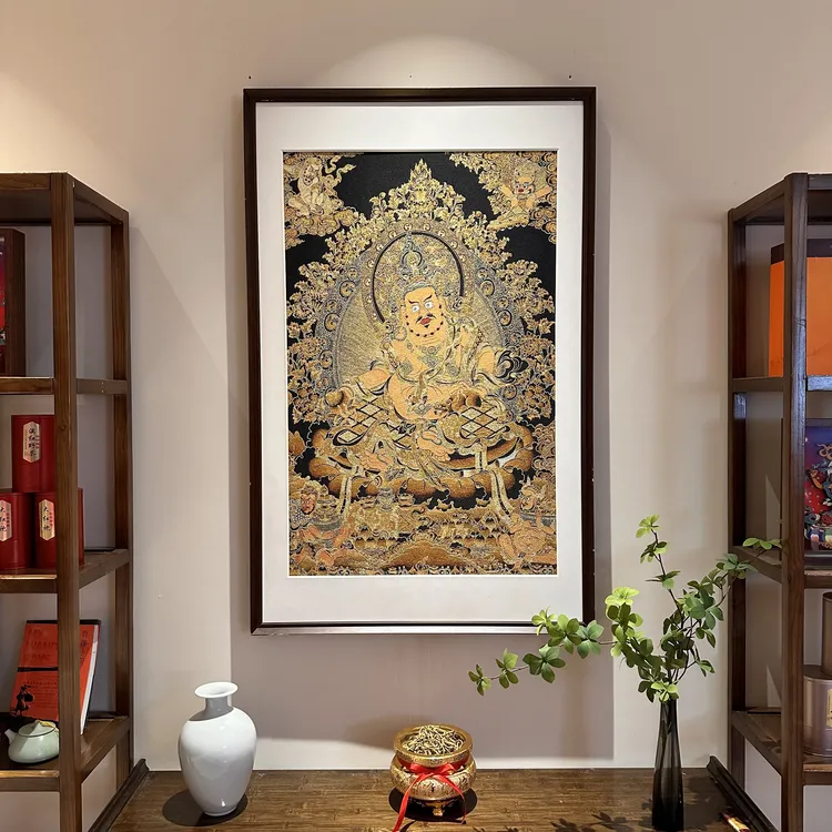 大漠.梵尘-刺绣材质【黄财神】挂画茶室挂画书房挂画刺绣画