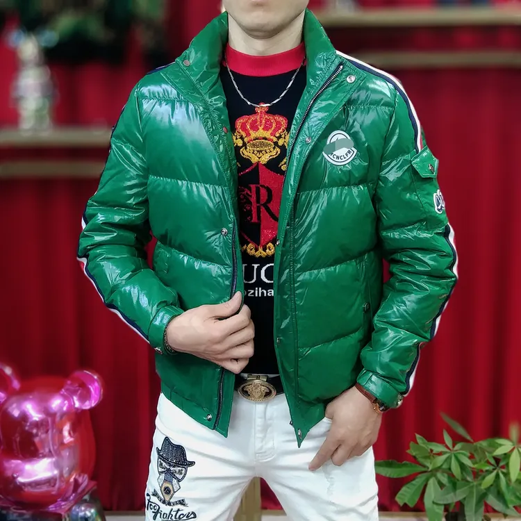 男士冬季新款潮流时尚立领外套帅气修身百搭刺绣保暖羽绒服8809