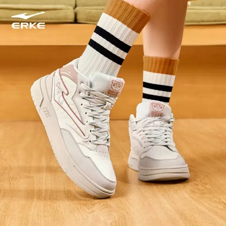 电池熊猫3.0lite丨鸿星尔克冬季女款高帮复古运动加绒休闲板鞋