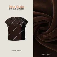 秋季新款重工蕾丝拼接高领T恤女无袖T恤MKAQ69363【澳门小源同款】
