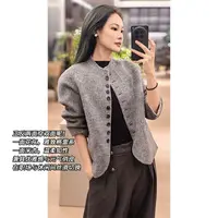 美洋MEIYANG 反转巴黎外套 双面呢两面穿~羊毛兔毛撞色圆领短大衣