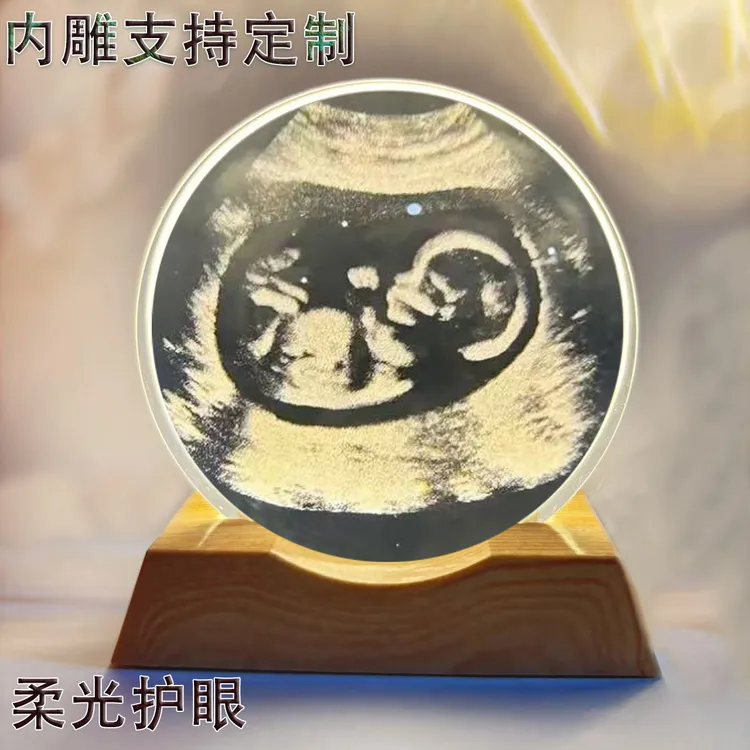 可定制精致发光水晶玻璃画照片内雕定制生日情人节七夕创意礼物