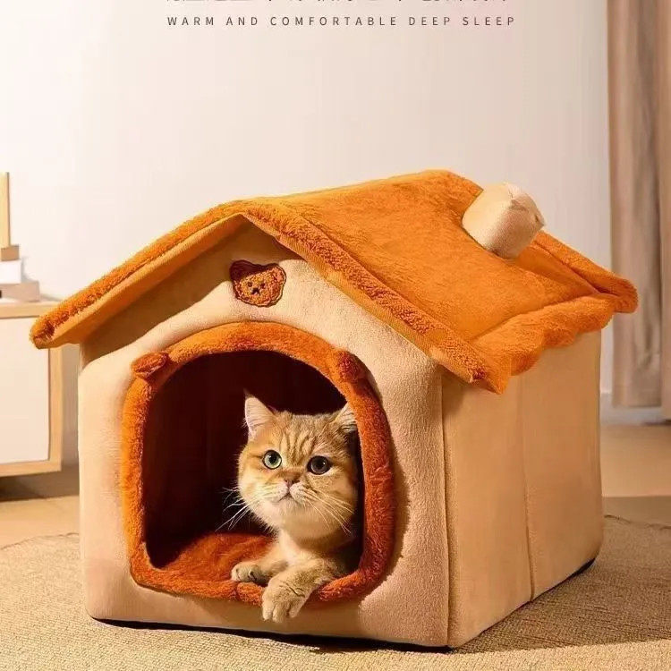 猫窝冬季保暖封闭式猫屋别墅可拆洗安全感猫咪四季通用小狗屋zy
