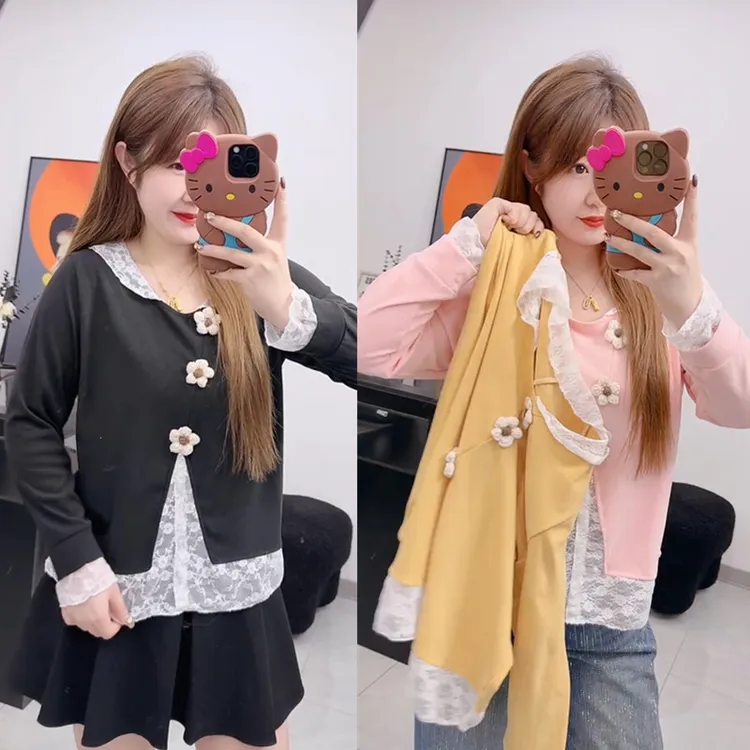 网红爆款时尚减龄修身显瘦纯色拼接上衣女气质休闲简约通勤T恤潮