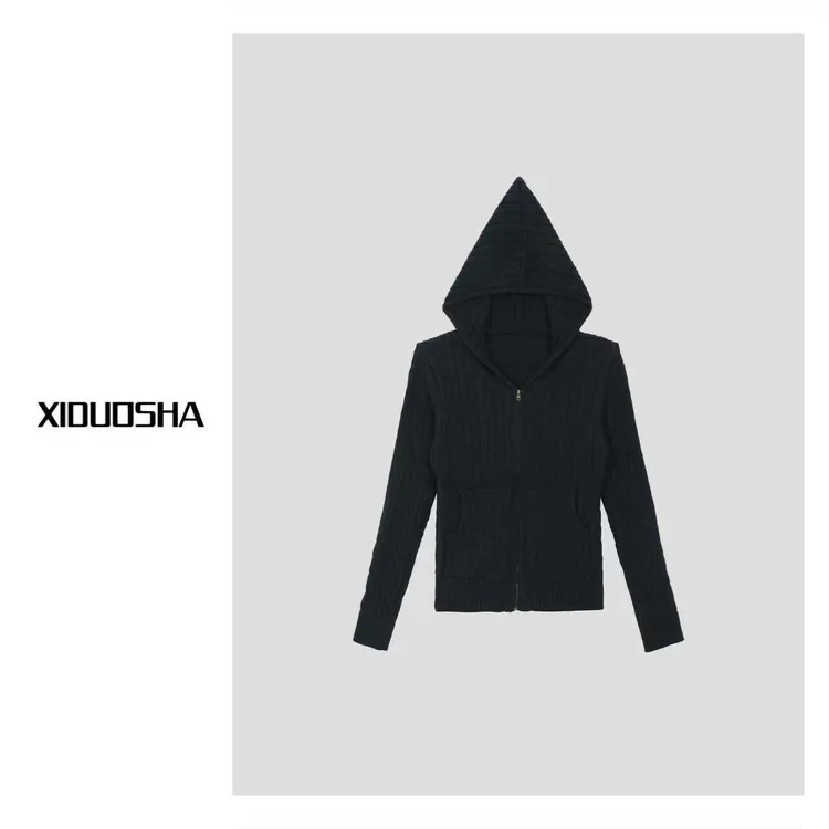 设计款欧货小众连帽针织开衫 XDS1659