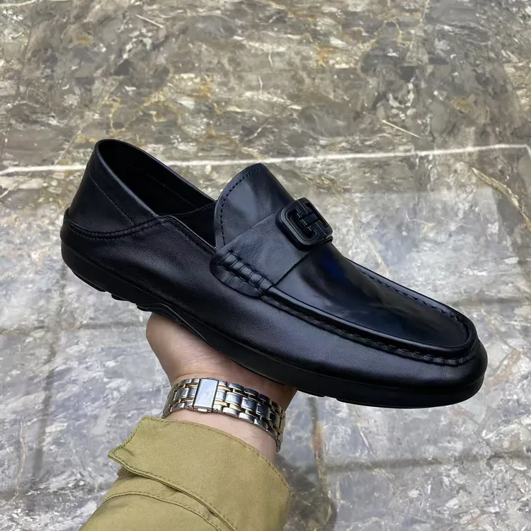 真皮男鞋2025春季新款男士一脚蹬豆豆鞋舒适透气软底休闲乐福鞋男