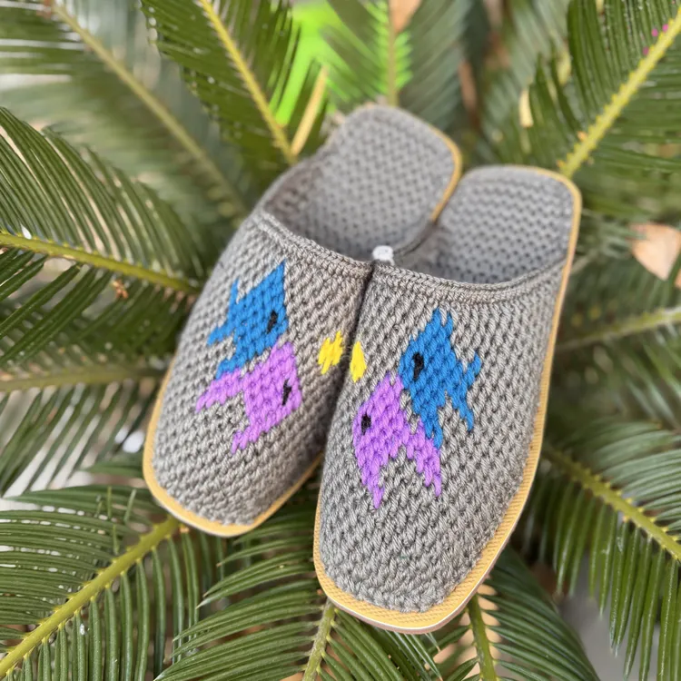 纯手工编织毛线防滑耐磨居家情侣拖鞋春秋款