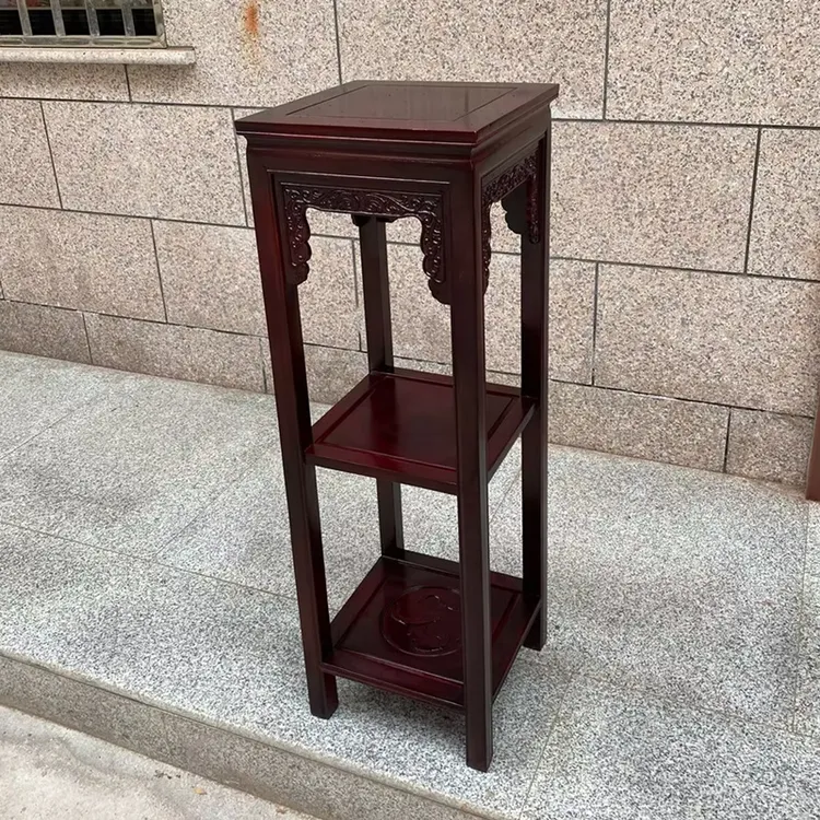 黑酸枝花架鲤鱼花架红木三层盆景架中式花几仿古阳台植物架